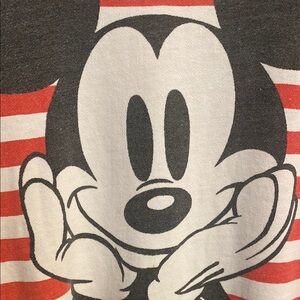 Mickey & Co. Striped VTG Crew  Sweatshirt Mickey Mouse Front & Back Hits (Flaws)